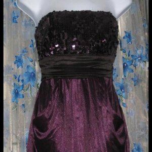 STUNNING Womens STRAPLESS SEQUIN EVENING DRESS by SPEECHLESS Sz 7 - PURPLE PLUM